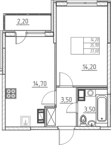 Купить однокомнатную квартиру в ЖК Огоньки в Всеволожске. Вариант № 7254816, 0, площадь -  квм, цена 5538000 рублей