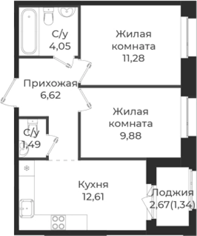 Купить квартиру в ЖК Новатория в Ленинградской области. Вариант № 6910281, 0, площадь -  квм, цена 7019595 рублей