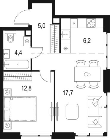 Купить двухкомнатную квартиру в районе Очаково-Матвеевское в Москве. Вариант № 202951, 0, площадь -  квм, цена 22670368 рублей