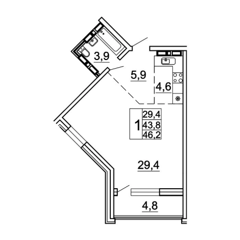 Купить однокомнатную квартиру в районе Советский в Владивостоке. Вариант № 9417172, 0, площадь -  квм, цена 9425895 рублей