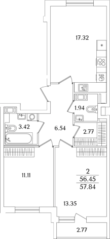 Купить трехкомнатную квартиру в районе исторический  Сосновая Поляна в Санкт-Петербурге. Вариант № 6712746, 0, площадь -  квм, цена 18821584 рублей