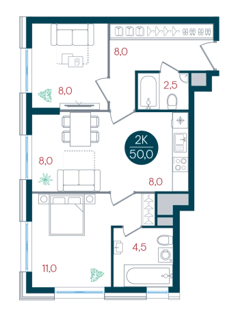 Купить двухкомнатную квартиру у метро Кантемировская в Москве. Вариант № 8948590, 0, площадь -  квм, цена 19304050 рублей
