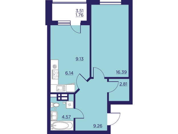 Купить однокомнатную квартиру в ЖК Городские Сады в Воронеже. Вариант № 102902, 0, площадь -  квм, цена 7614126 рублей
