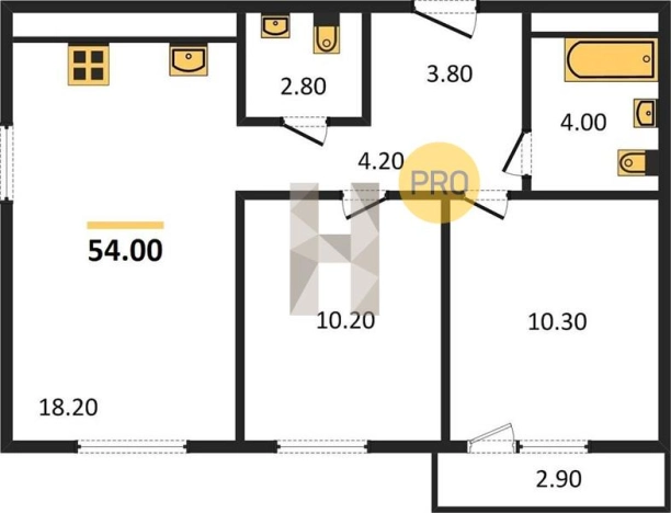 Купить двухкомнатную квартиру в ЖК Тринити в Ижевске. Вариант № 61138, 0, площадь -  квм, цена 3653440 рублей