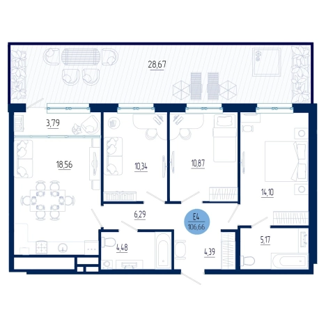 Купить трехкомнатную квартиру на улице проезд Бульвар Оптимистов в Рязанской области. Вариант № 102186, 0, площадь -  квм, цена 9183240 рублей