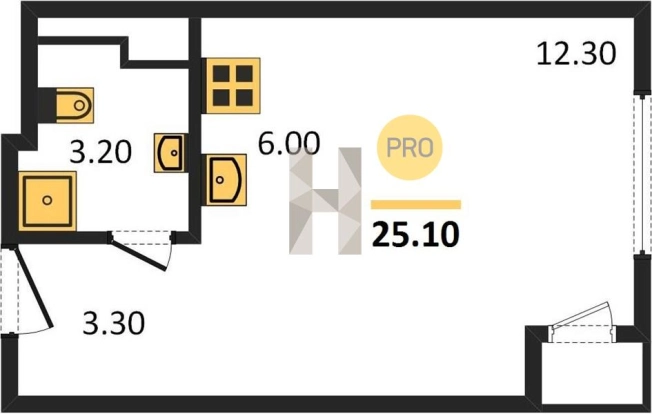 Купить Студию в Микрорайоне 2-й, Северо-Западный жилой район в Ижевске. Вариант № 61747, 0, площадь -  квм, цена 2275064 рублей