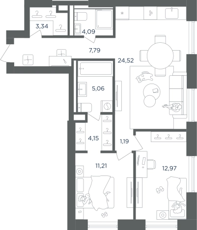 Купить двухкомнатную квартиру в районе Печатники в Москве. Вариант № 3995263, 0, площадь -  квм, цена 29865492 рублей