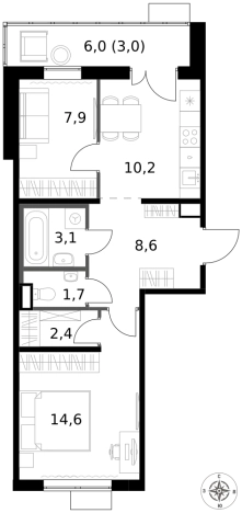Купить двухкомнатную квартиру у метро Саларьево в Москве. Вариант № 9834151, 0, площадь -  квм, цена 20064400 рублей