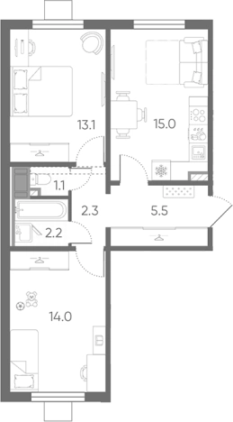 Купить трехкомнатную квартиру на улице Седова в Санкт-Петербурге. Вариант № 8092924, 0, площадь -  квм, цена 8800237 рублей
