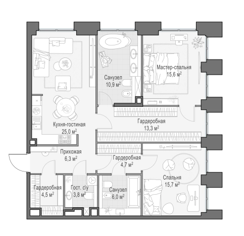 Купить трехкомнатную квартиру у метро Улица 1905 года в Москве. Вариант № 168714, 0, площадь -  квм, цена 147310000 рублей