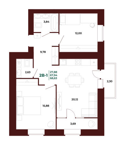Купить двухкомнатную квартиру в новостройках на улице проспект Строителей в Пензе. Вариант № 418780, 0, площадь -  квм, цена 8945000 рублей