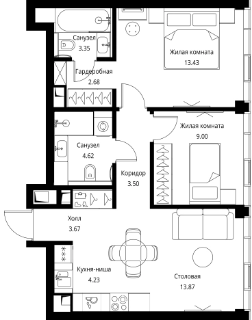 Купить двухкомнатную квартиру у метро Мякинино в Москве. Вариант № 8385552, 0, площадь -  квм, цена 31757338 рублей