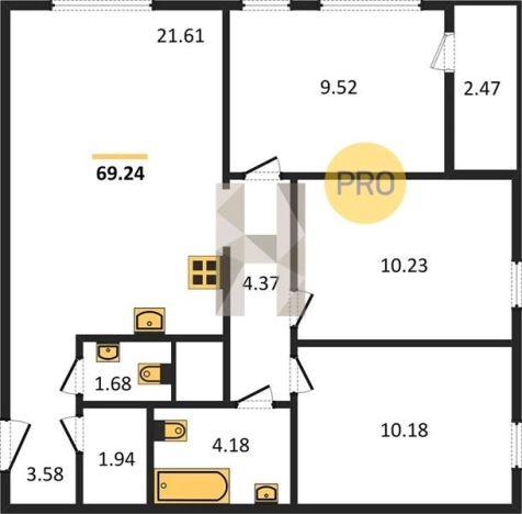 Купить трехкомнатную квартиру на улице Карла Маркса в Ижевске. Вариант № 61674, 0, площадь -  квм, цена 6815747 рублей