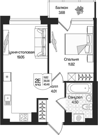 Купить двухкомнатную квартиру в ЖК Охтинские высоты в Ленинградской области. Вариант № 7261590, 0, площадь -  квм, цена 8976455 рублей