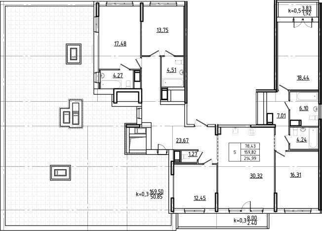 Купить пятикомнатную квартиру в Санкт-Петербурге. Вариант № 6473504, 0, площадь -  квм, цена 44880000 рублей
