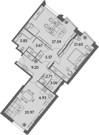 Купить трехкомнатную квартиру в ЖК ILOVE в Москве. Вариант № 78292, 0, площадь -  квм, цена 37131568 рублей