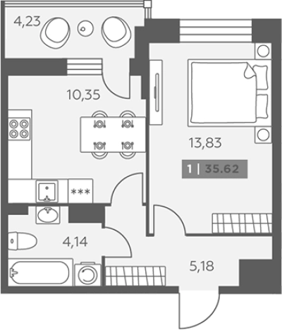Купить однокомнатную квартиру в ЖК Аквилон RekaPark в Ленинградской области. Вариант № 6217404, 0, площадь -  квм, цена 5744086 рублей