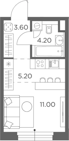 . Вариант № 206525, 0, площадь - 24 квм, цена 6580656 рублей