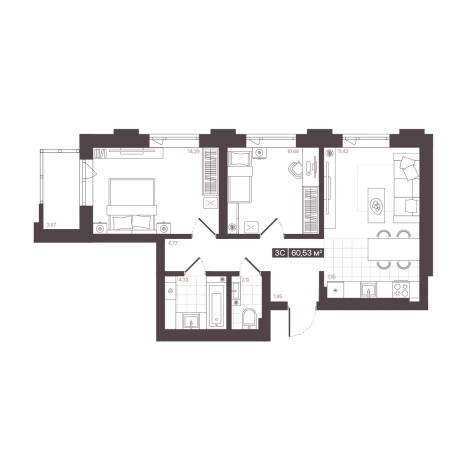 Купить квартиру в новостройках в Кемерове. Вариант № 170678, 0, площадь -  квм, цена 9567675 рублей