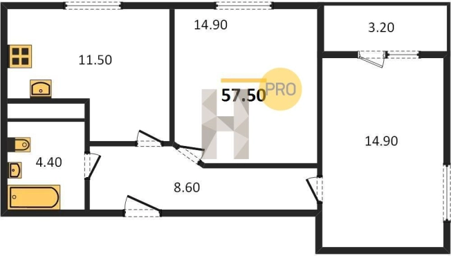 Купить двухкомнатную квартиру в ЖК Новый Сосновый в Ижевске. Вариант № 70590, 0, площадь -  квм, цена 4370000 рублей