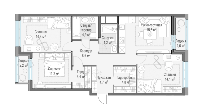 Купить трехкомнатную квартиру у метро Пыхтино в Одинцове. Вариант № 110003, 0, площадь -  квм, цена 23420000 рублей