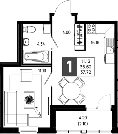 Купить двухкомнатную квартиру в ЖК Имена в Ленинградской области. Вариант № 6642007, 0, площадь -  квм, цена 4865880 рублей