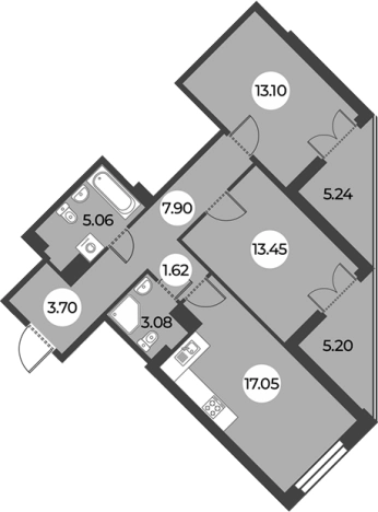 Купить трехкомнатную квартиру в новостройках на улице Ленинский проспект в Санкт-Петербурге. Вариант № 7254438, 0, площадь -  квм, цена 17189000 рублей