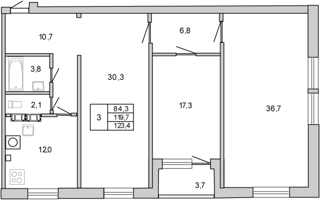 . Вариант № 8062787, 0, площадь - 119.7 квм, цена 20349000 рублей