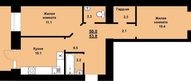 Купить двухкомнатную квартиру в Амурской области. Вариант № 5300453, 2, площадь -  квм, цена 8750000 рублей