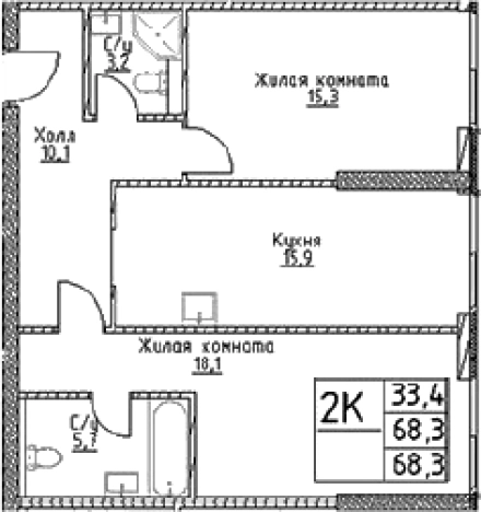 Купить двухкомнатную квартиру в районе Черёмушки в Москве. Вариант № 10307360, 0, площадь -  квм, цена 26978500 рублей