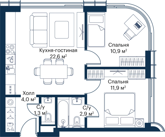 Купить двухкомнатную квартиру у метро Мякинино в Москве. Вариант № 148768, 0, площадь -  квм, цена 26586807 рублей