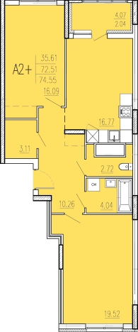 Купить двухкомнатную квартиру на вторичке в ЖК Жилой комплекс "Акварель" в Пензе. Вариант № 67585, 0, площадь -  квм, цена 7015155 рублей