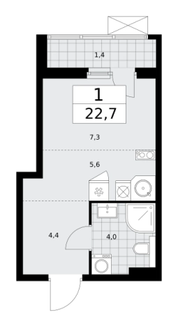 Купить однокомнатную квартиру в новостройках у метро Бунинская аллея в Москве. Вариант № 489393, 0, площадь -  квм, цена 9432758 рублей