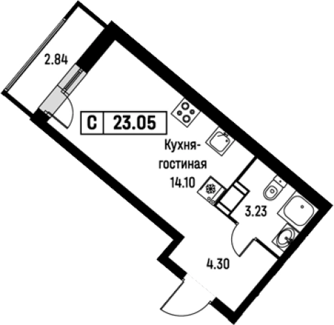 Купить Студию на улице Екатерининская в Мурине. Вариант № 8062396, 0, площадь -  квм, цена 4943482 рублей