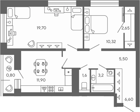 Купить двухкомнатную квартиру в ЖК «Эко Квартал Гармония» в Ленинградской области. Вариант № 7827795, 0, площадь - квм, цена 9402770 рублей