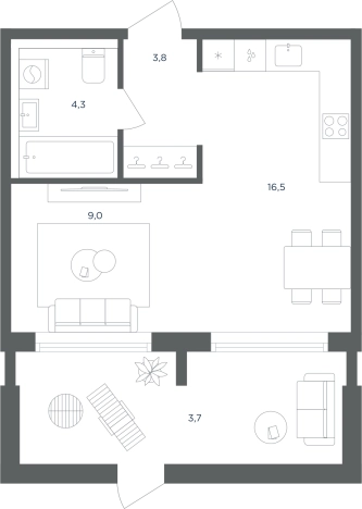 Купить однокомнатную квартиру в ЖК Равновесие в Московской области. Вариант № 157142, 0, площадь -  квм, цена 9610757 рублей