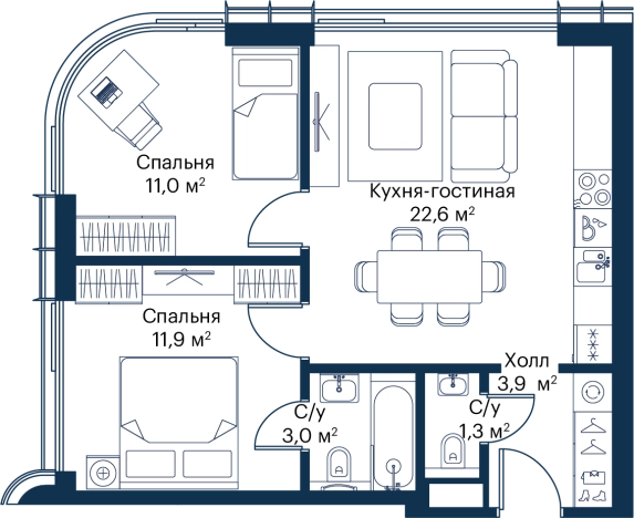 Купить двухкомнатную квартиру у метро Мякинино в Москве. Вариант № 149233, 0, площадь -  квм, цена 26499326 рублей