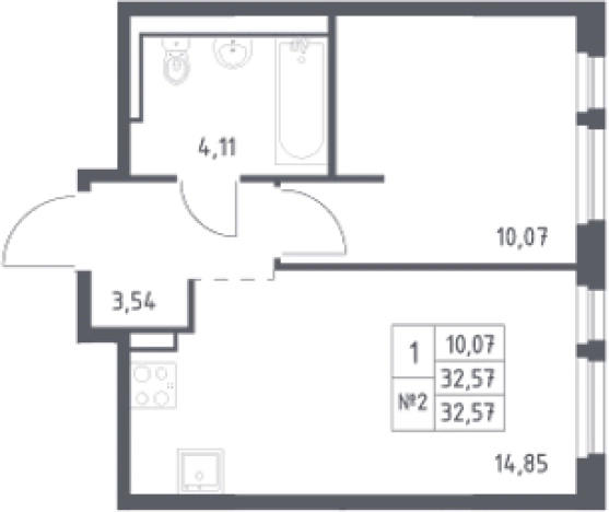 Купить однокомнатную квартиру у метро Пролетарская в Ленинградской области. Вариант № 6900286, 0, площадь -  квм, цена 5286350 рублей