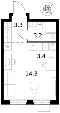 Купить однокомнатную квартиру в ЖК 1-й Донской в Московской области. Вариант № 9953225, 0, площадь - квм, цена 9176640 рублей