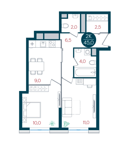 Купить двухкомнатную квартиру у метро Кантемировская в Москве. Вариант № 8948527, 0, площадь - квм, цена 15651800 рублей