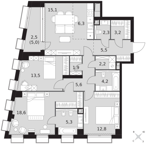 Купить четырехкомнатную квартиру у метро Крылатское в Москве. Вариант № 9505193, 0, площадь -  квм, цена 69111900 рублей