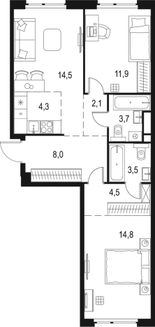 Купить квартиру в районе Очаково-Матвеевское в Москве. Вариант № 202936, 0, площадь -  квм, цена 26585587 рублей