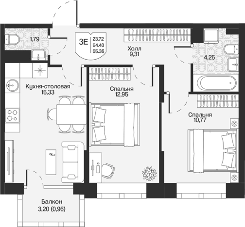 Купить трехкомнатную квартиру у метро Парнас в Ленинградской области. Вариант № 7261334, 0, площадь -  квм, цена 12581476 рублей