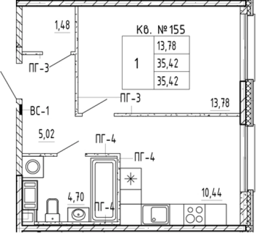 Купить однокомнатную квартиру в новостройках в ЖК PlUS Пулковский в Санкт-Петербурге. Вариант № 5586159, 0, площадь -  квм, цена 7721560 рублей