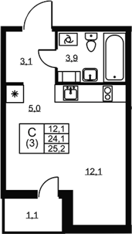 Купить Студию в ЖК Ермак в Ленинградской области. Вариант № 6610344, 0, площадь -  квм, цена 3951000 рублей