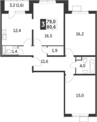 Купить трехкомнатную квартиру в Видном. Вариант № 9837017, 0, площадь -  квм, цена 18665220 рублей