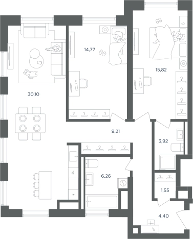 Купить двухкомнатную квартиру в районе Печатники в Москве. Вариант № 7645599, 0, площадь -  квм, цена 36115599 рублей
