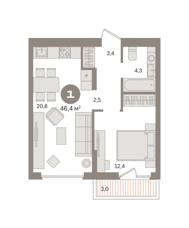 Купить однокомнатную квартиру в новостройках в Видном. Вариант № 8555402, 0, площадь - квм, цена 8580000 рублей