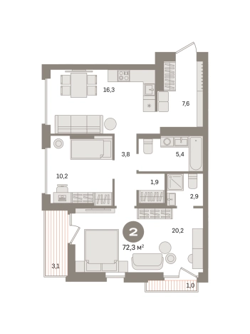 Купить двухкомнатную квартиру в ЖК Первый квартал. Вторая очередь в Московской области. Вариант № 8587090, 0, площадь -  квм, цена 12500000 рублей