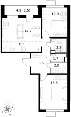 Купить трехкомнатную квартиру у метро Физтех в Химках. Вариант № 9711985, 0, площадь -  квм, цена 16288220 рублей